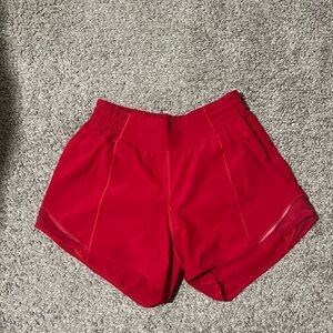 Women’s Red Lululemon Hotty Hot 4” Shorts